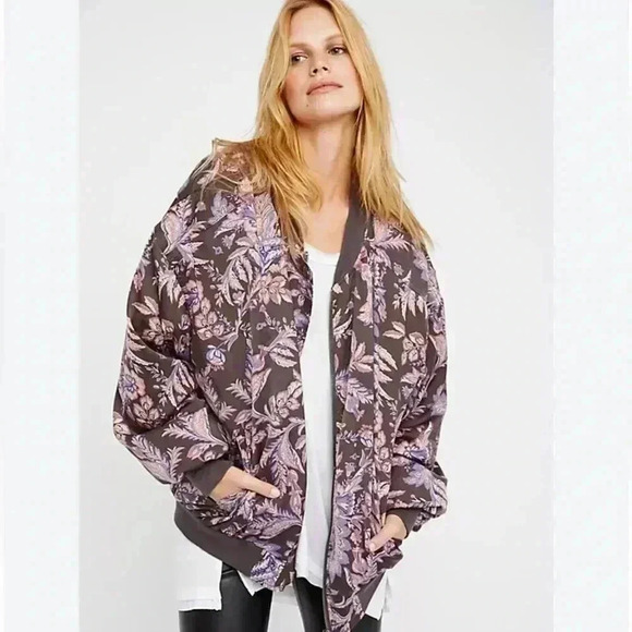 New Free People Bomber Jacket Coat Sz L - Picture 1 of 12